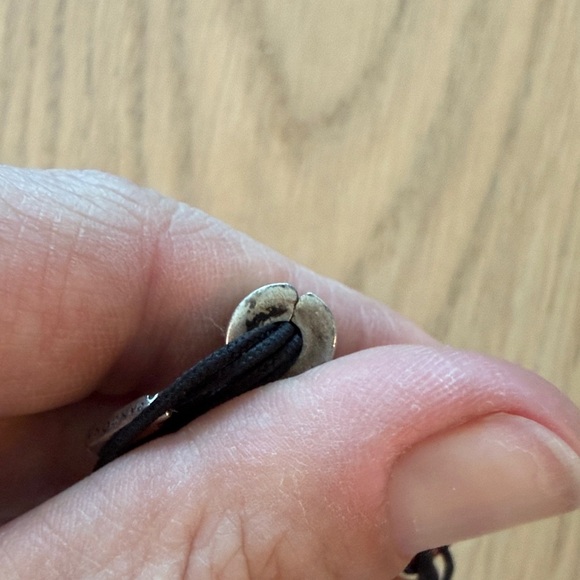 Pandora Black Cord Bracelet with Silver Four Leaf Clover Charm - Picture 5 of 5